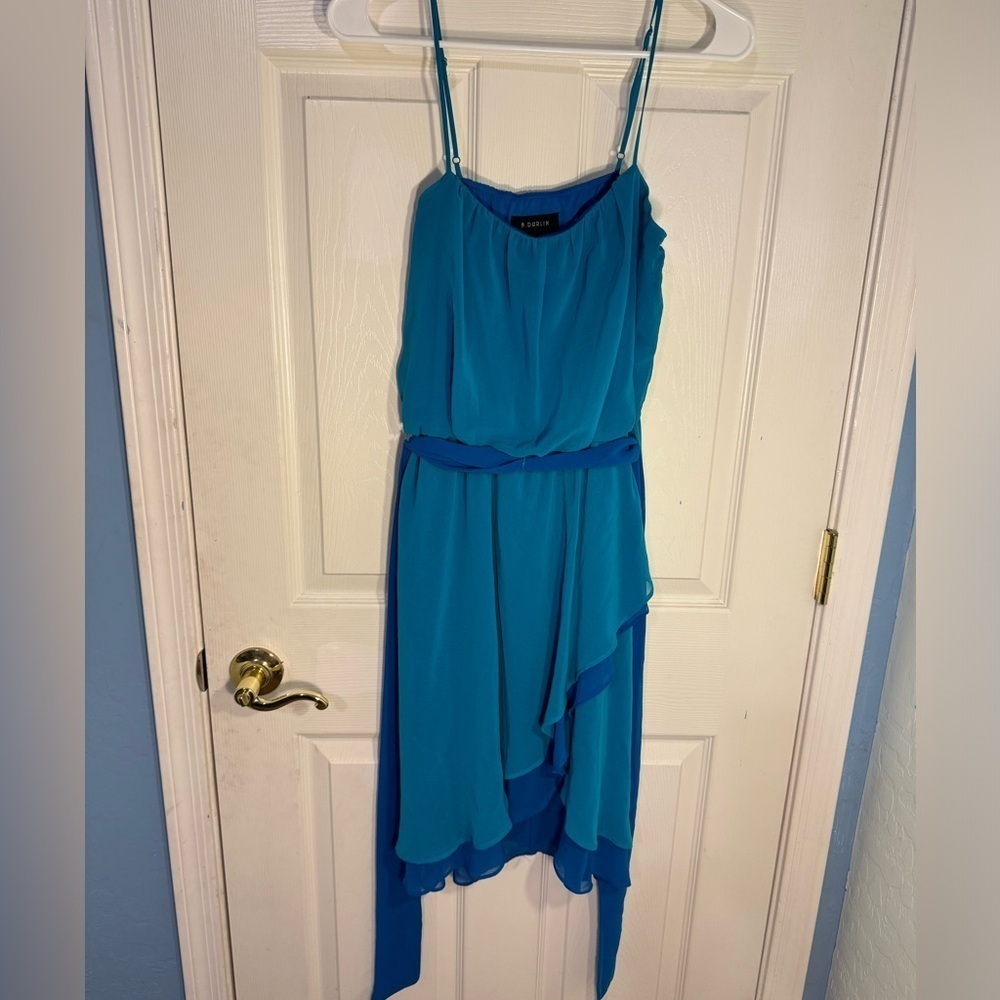 B‎ Darlin juniors dress spaghetti strap sheer layered dress short size 9/10